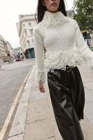 FAUX LEATHER LAYERED BELTED MIDI SKIRT