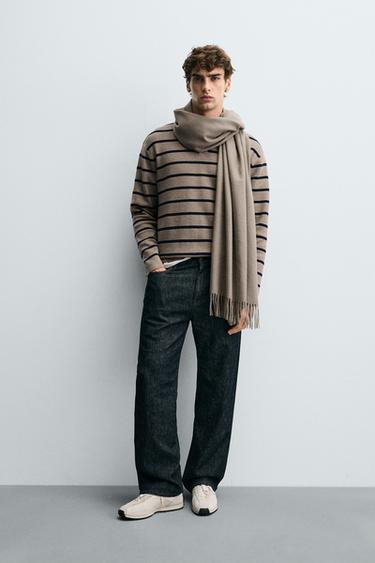 Zara SOFT KNIT POLO SHIRT - Sand / Blue - Image 0
