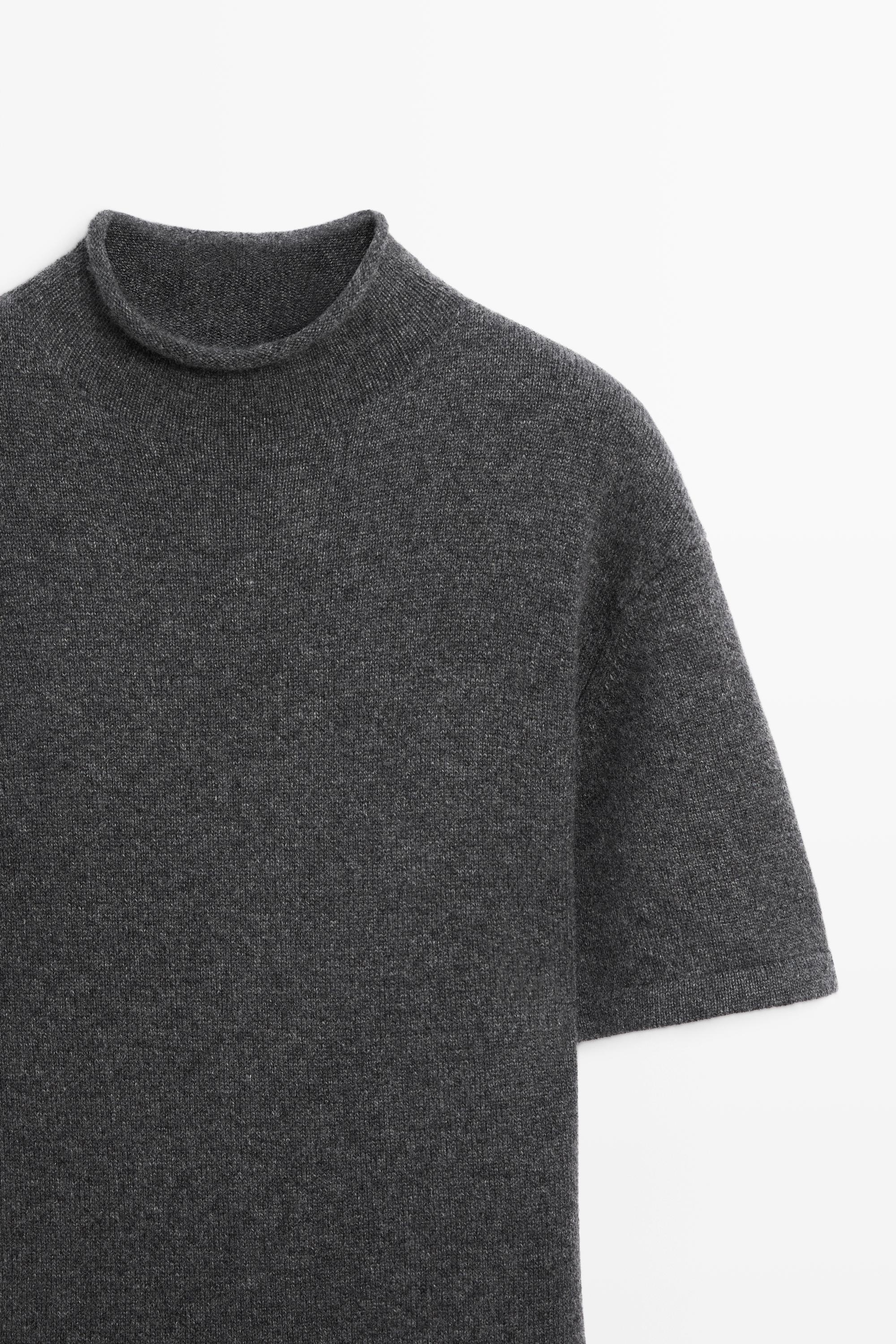 100% cashmere knit short sleeve sweater