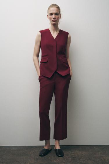 Zara POCKETS VEST ZW COLLECTION - Maroon