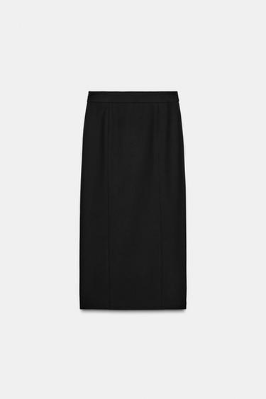 MIDI PENCIL SKIRT WITH VENT - Black by Zara