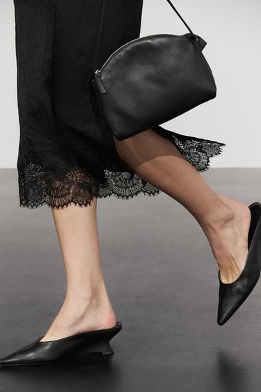 Flowing midi skirt with lace detail — Black 1