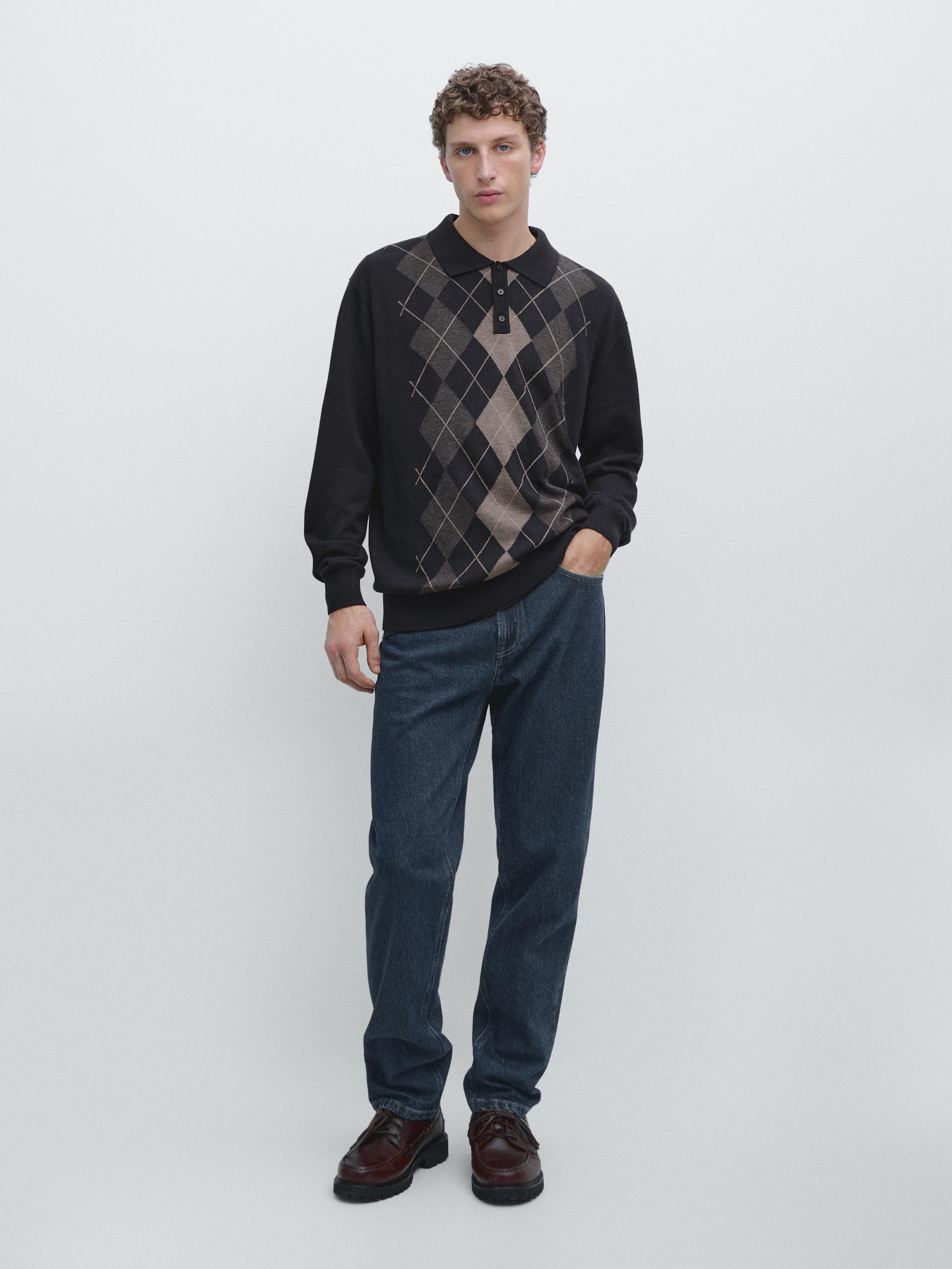 Pull en maille à détail losanges