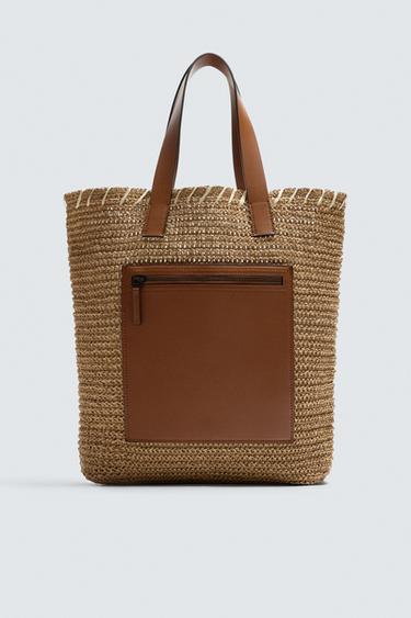 BOLSA TOTE BAG TRANÇADA - Branco-cru da Zara