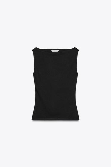 RIBBED TOP - Black by Zara