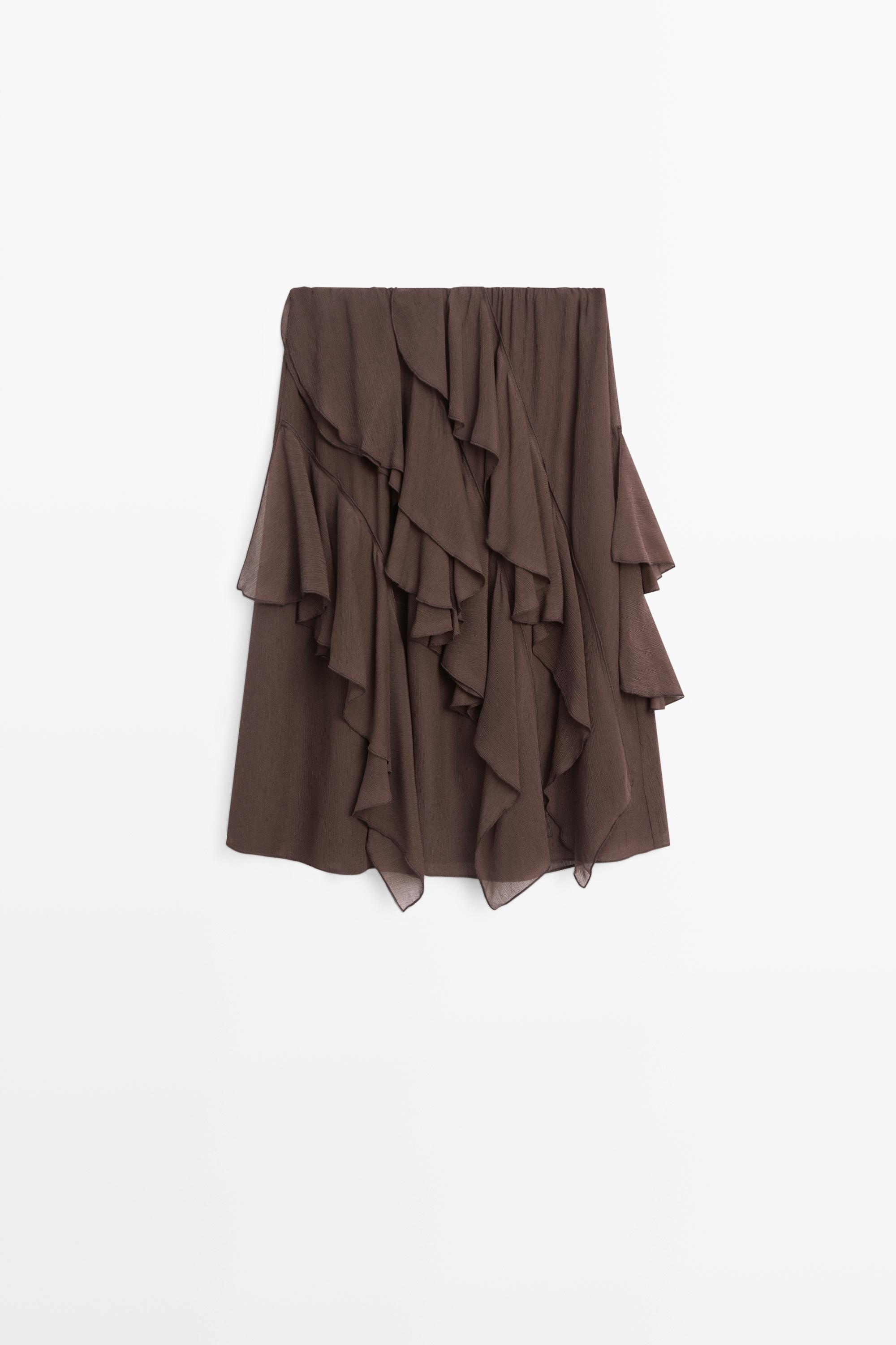 Flowing ruffled midi skirt