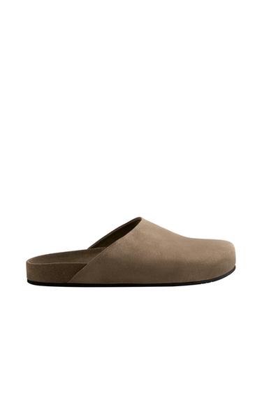 MINIMALIST LEATHER CLOGS - Green by Zara