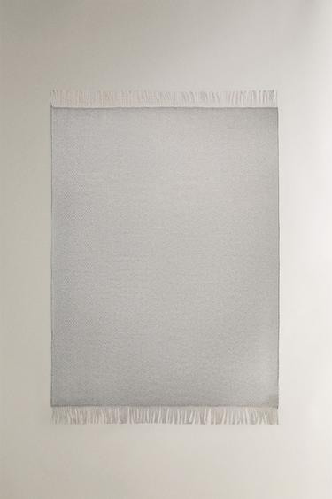 Zara TEXTURED DIAMOND BLANKET - Gray