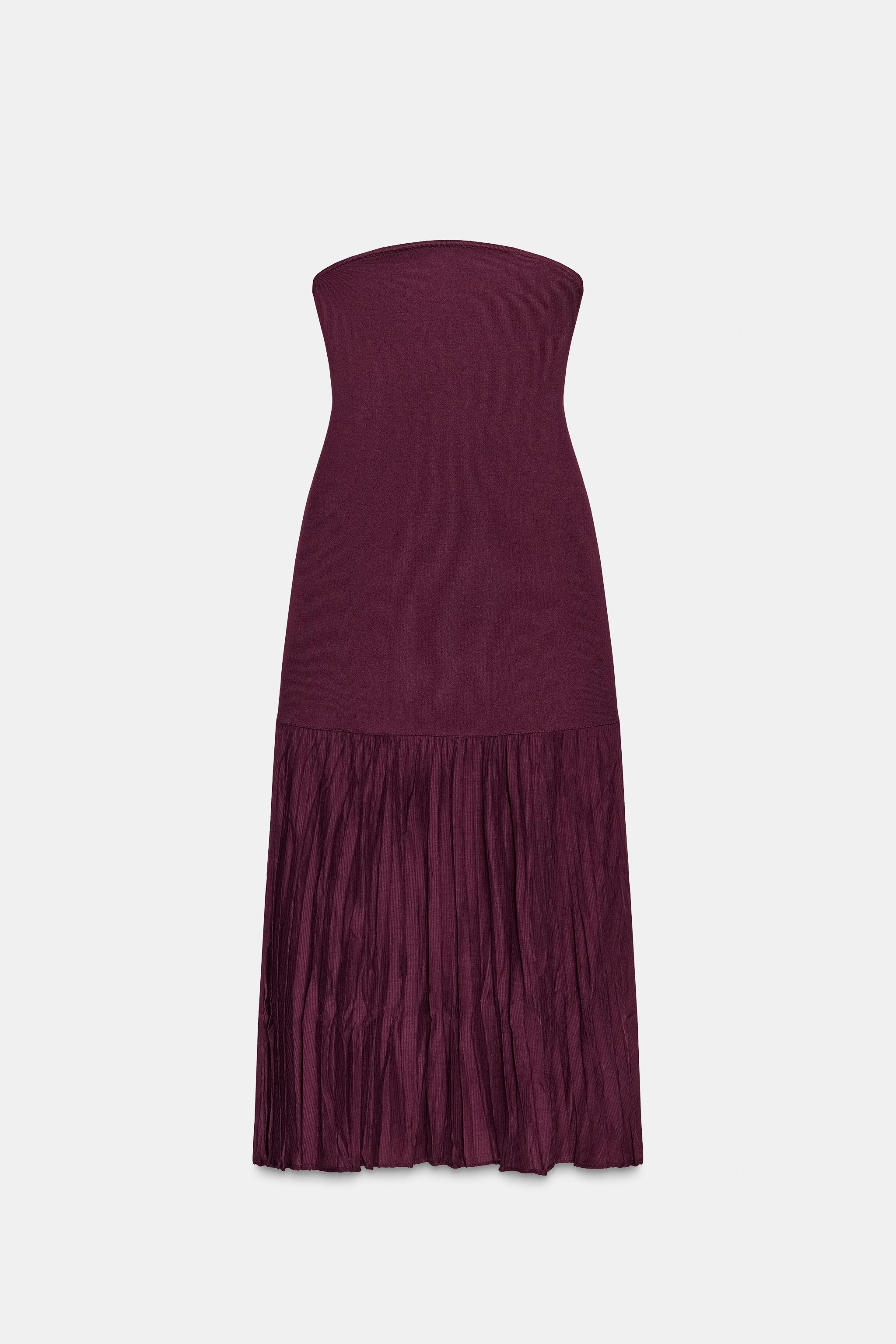 OFF-THE-SHOULDER COMBINED MIDI DRESS - GARNET | ZARA South Africa