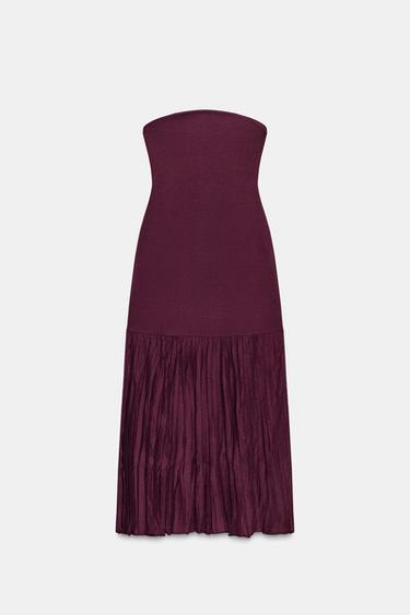 OFF-THE-SHOULDER COMBINED MIDI DRESS - GARNET by Zara