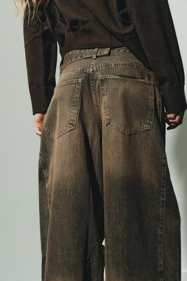 TRF OVERSIZE HIGH-WAIST JEANS - Brown by Zara - Image 6