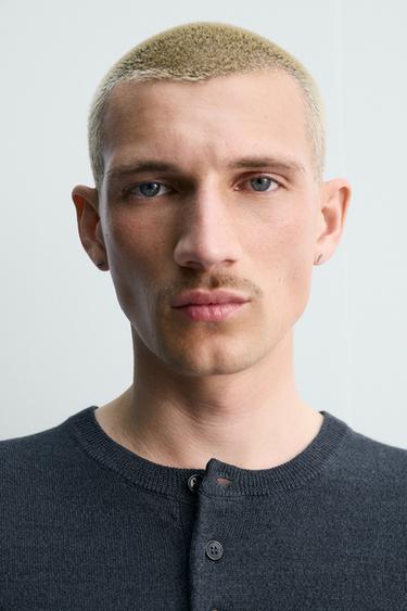 LINEN-WOOL HENLEY JUMPER - Dark indigo by Zara - Image 4