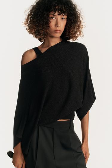SHORT KNIT CAPE JUMPER - Black by Zara