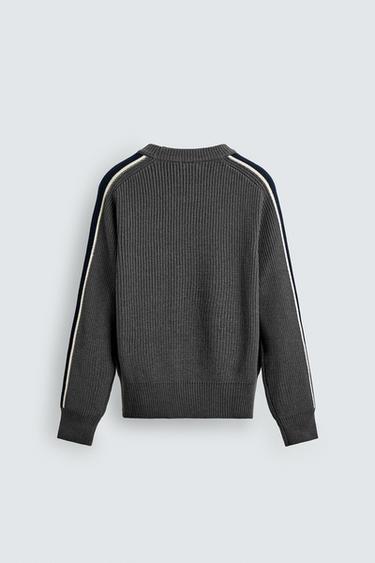 COLOUR BLOCK STRIPED SWEATER - Grey by Zara - Image 7