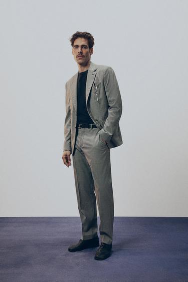 КОСТЮМ В КЛЕТКУ ИЗ СМЕСОВОЙ ШЕРСТИ — Красный пепельно-серый от Zara — изображение 0