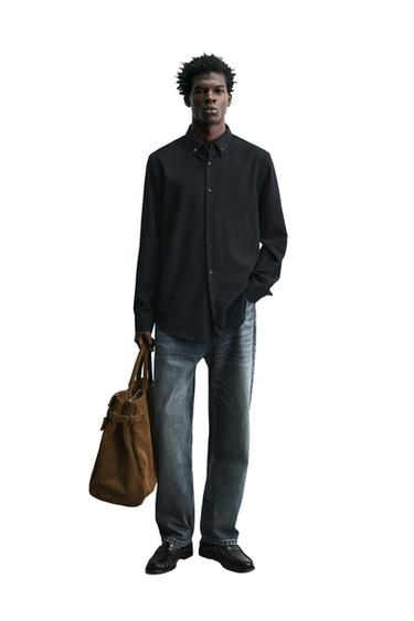 TEXTURED WOOL BLEND SHIRT - Dark navy by Zara