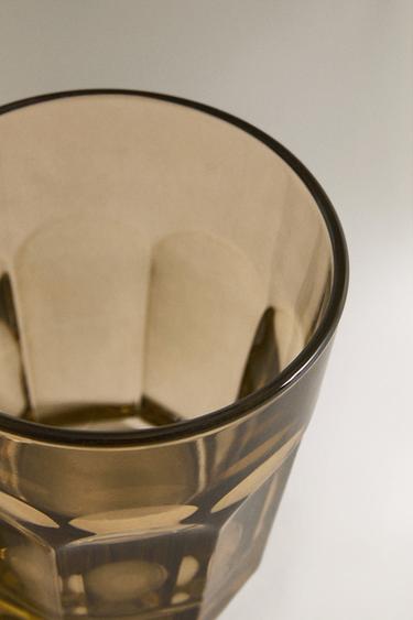 RAISED DESIGN GLASS COFFEE TUMBLER - Brown by Zara - Image 2