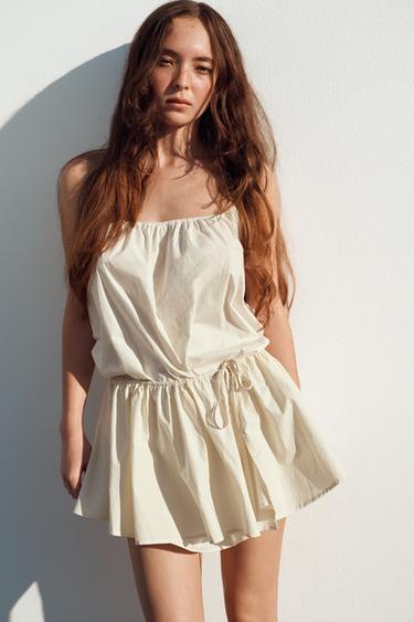ROBE HALTER EN NYLON - Écru de Zara
