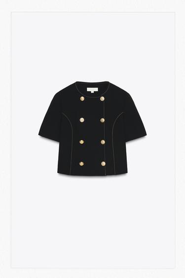 CONTRAST STITCH SHORT SLEEVE BLAZER - Black by Zara