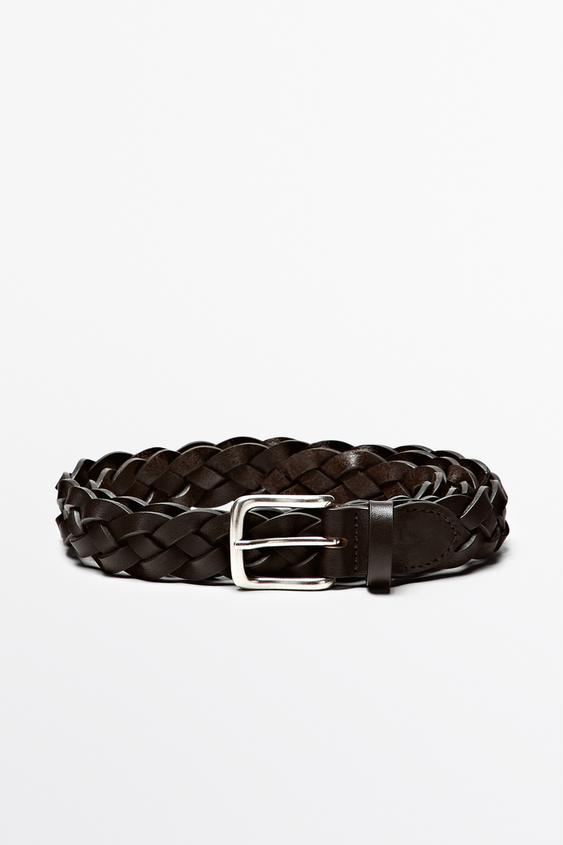 Ceinture tressée en cuir nappa - Marron de Zara - Image 0