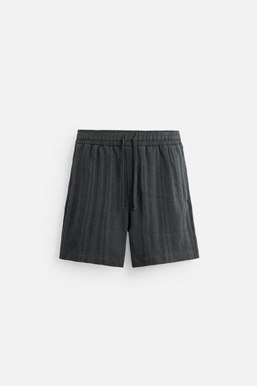 JACQUARD TEXTURED BERMUDA SHORTS - Anthracite grey by Zara