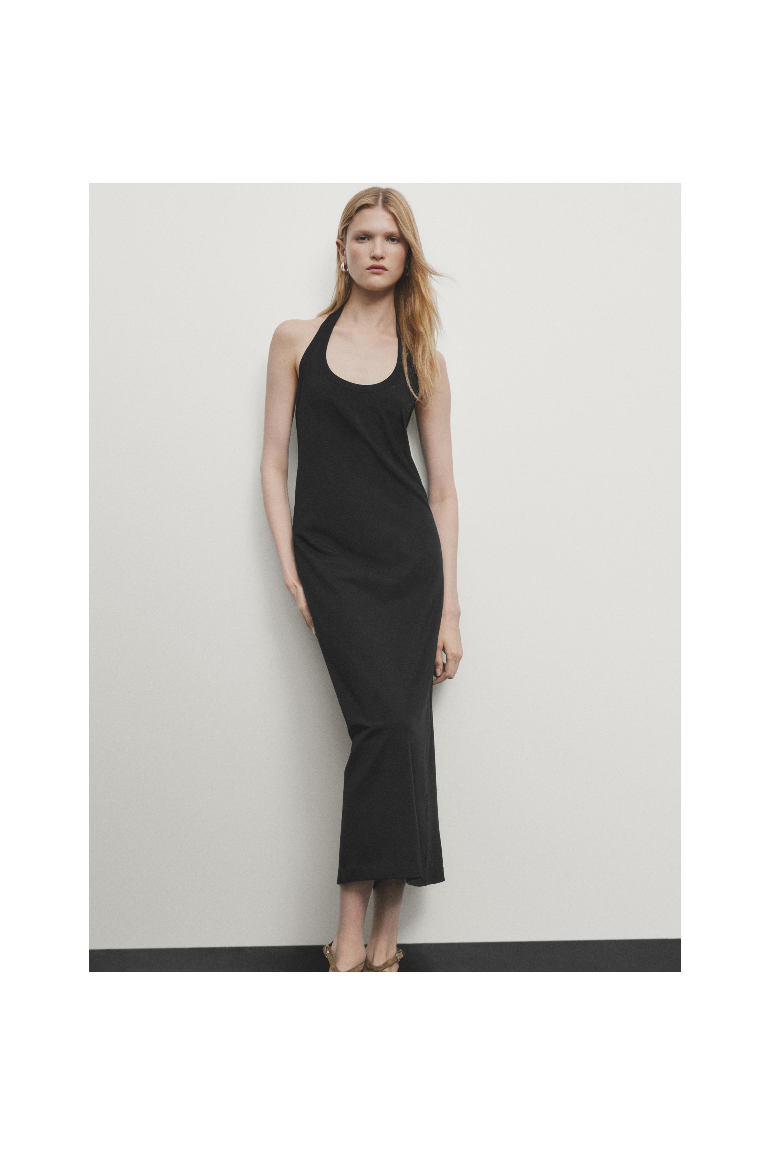 ZARA long black cotton dress sold size M