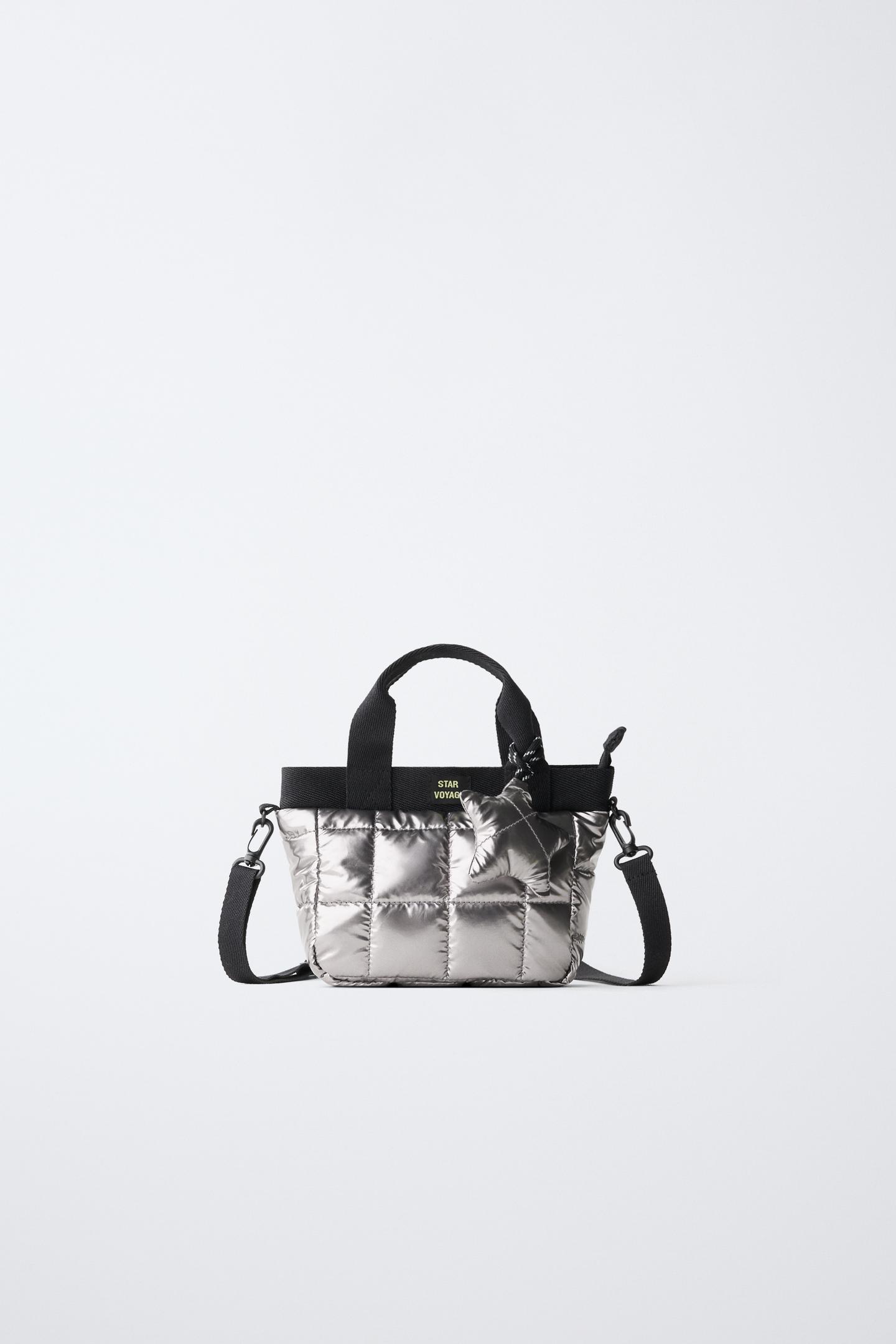 Детская сумка Zara Metallic Padded Crossbody, цвет: Серебряный — фото 1