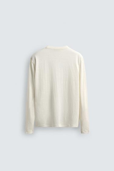 T-SHIRT REGULAR FIT EN LIN - Écru de Zara - Image 7