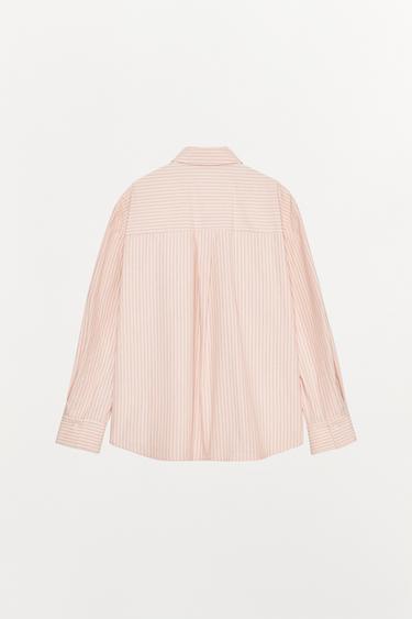CHEMISE EN COTON RAYÉ - Rose / Blanc de Zara - Image 3