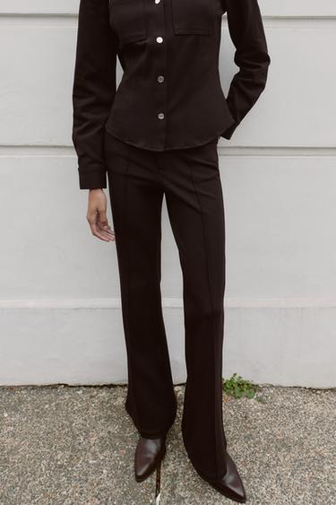 LOW-RISE FLARE TROUSERS - Brown by Zara - Image 1