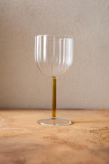 Zara BOROSILICATE GLASS WITH COLORED STEM - Mustard