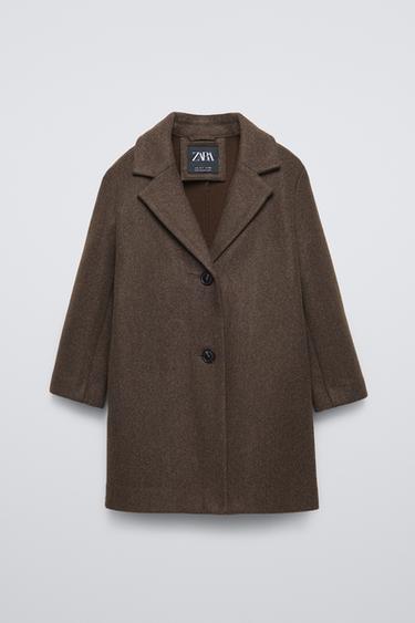 Zara FELT TEXTURE COAT - Brown marl