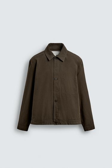 WASHED REGULAR FIT OVERSHIRT - Brown by Zara