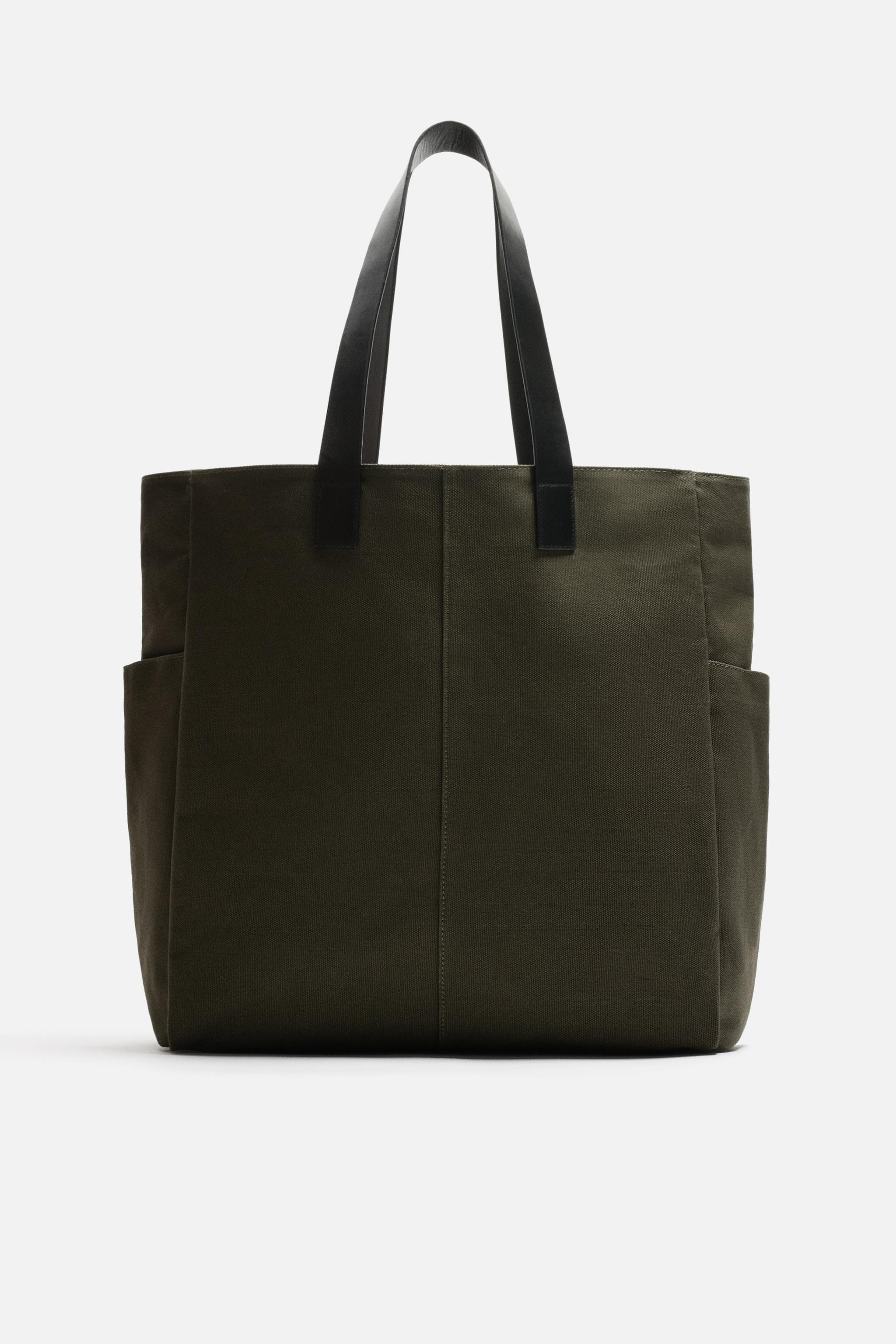 いいネット通販 - 全国送料無料でお届けします コンビ素材トートバッグ 日本 / Japan ZARA | カーキ - バッグ