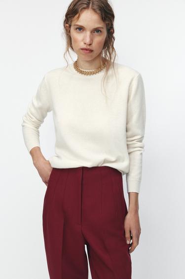 HIGH-WAIST TROUSERS - Burgundy by Zara