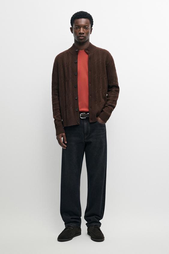 Zara Wool blend cable-knit cardigan - Brown - Image 0