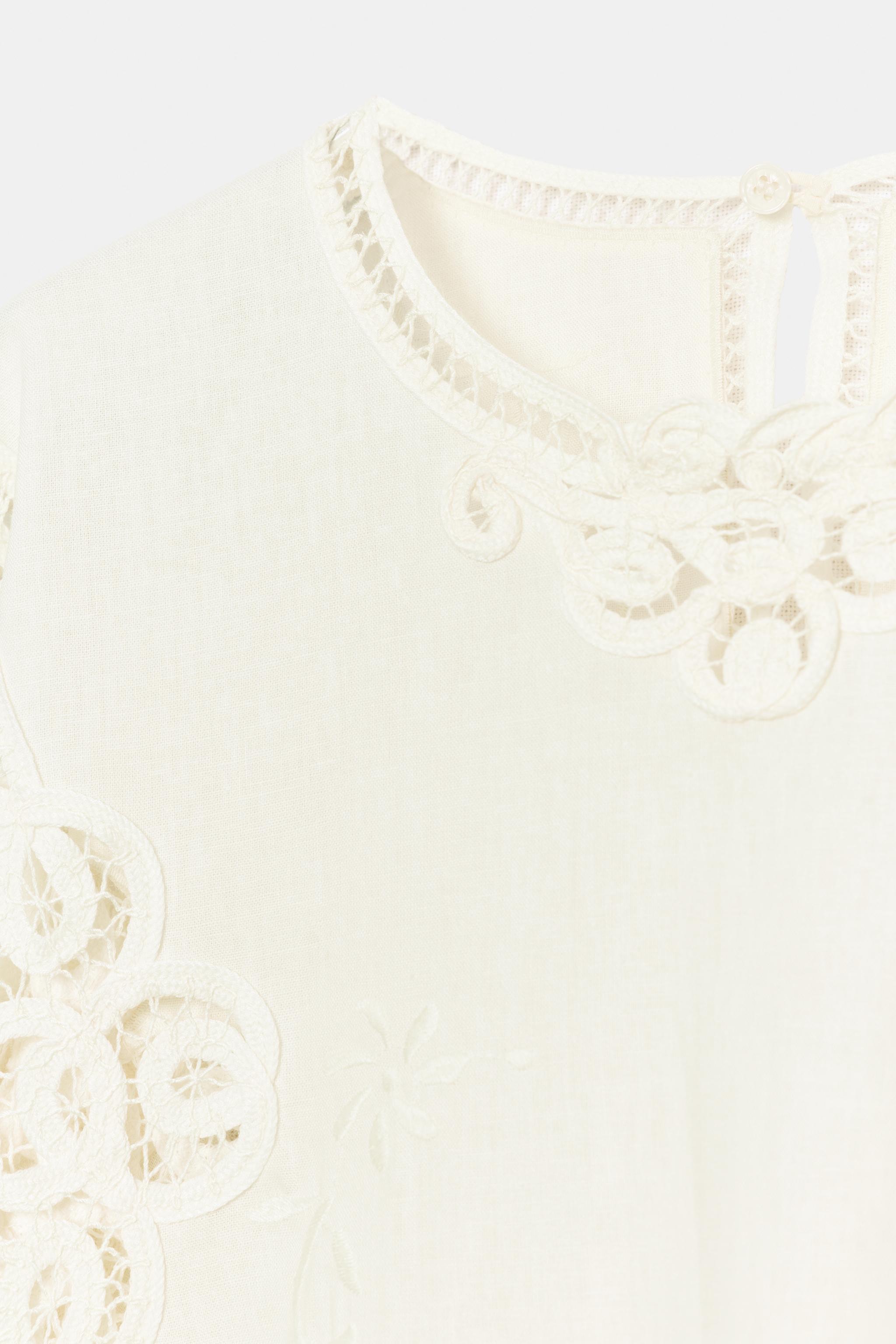 Женские блузки Zara LINEN BLEND EMBROIDERED BLOUSE ZW COLLECTION — фото 10