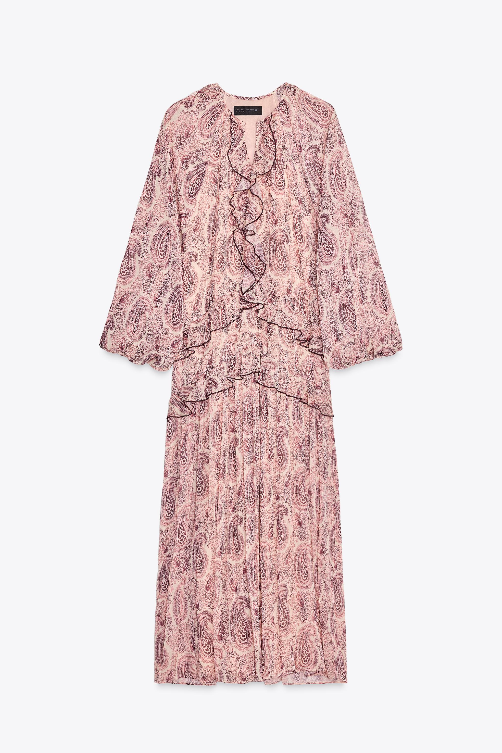 ZARA フリル付きプリント柄ワンピース 3897/097 フリル付きプリント柄ワンピース - マルチカラ― | ZARA Japan / 日本