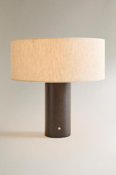 LAMPE TABLE SANS FIL BOIS ET LIN GRANDE - Écru de Zara - Image 1
