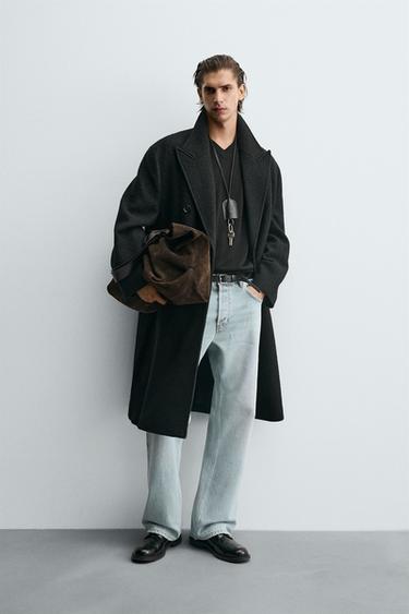 WOOL COAT BOUCLÉ TEXTURE - Black by Zara