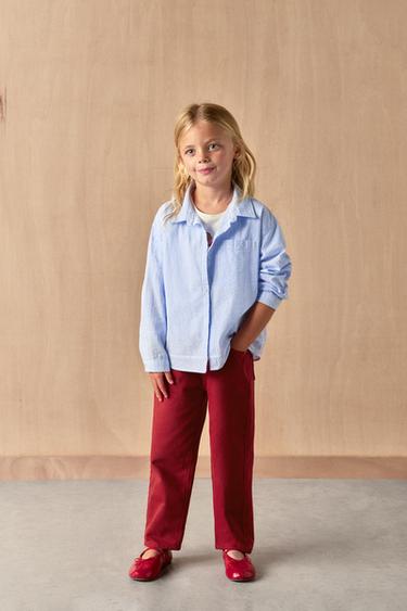ENSEMBLE CHEMISE À RAYURES ET T-SHIRT CHIEN BRODÉ - Bleuté de Zara