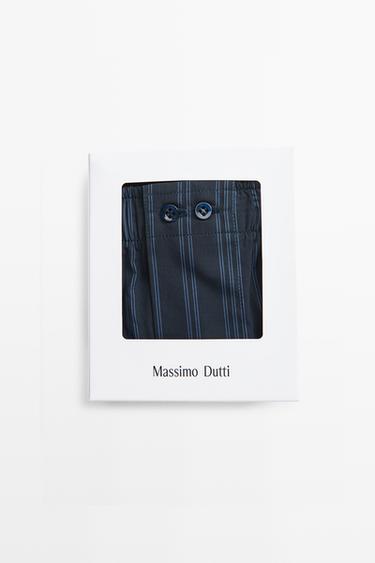 100% cotton striped boxers — Navy blue 1