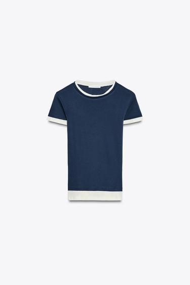Zara LAYERED TANK TOP - Navy blue - Image 0