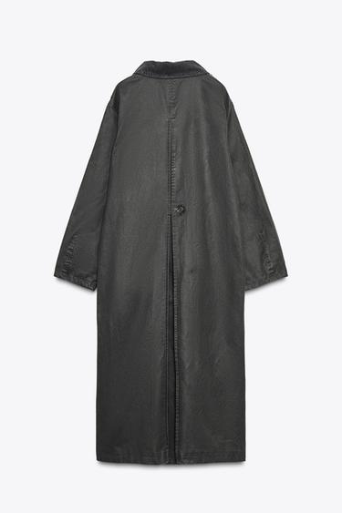 WAXED TRENCH COAT WITH CORDUROY COLLAR - Anthracite grey by Zara - Image 7