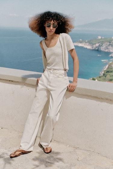 SEQUIN METALLIC THREAD CARDIGAN - Ecru by Zara - Image 0