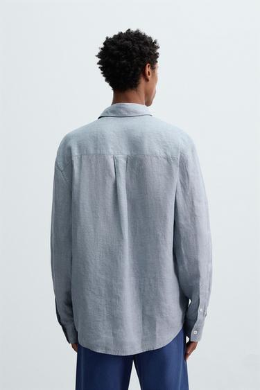 RELAXED FIT 100% LINEN SHIRT - Sky blue by Zara - Image 2