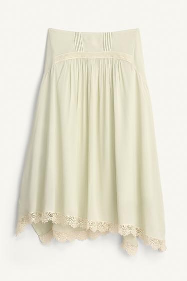 FALDA VOLANTES ENCAJE LIMITED EDITION - Verde claro de Zara