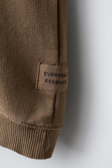 SWEATSHIRT AND WIDE-LEG TROUSERS WITH LABEL SET - Light brown by Zara - Image 7