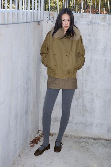 QUILTED TRENCH COAT WITH FAUX FUR COLLAR ZW COLLECTION - Light khaki by Zara