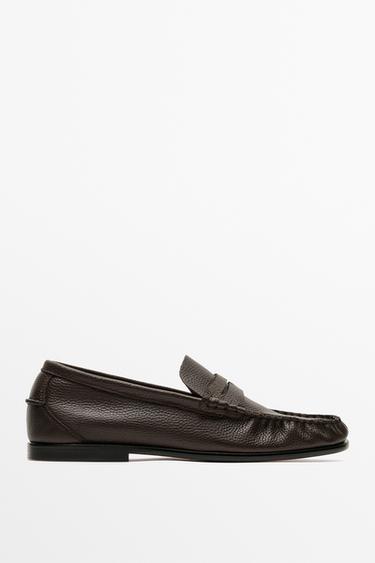 Soft leather shirred loafer — Brown 1